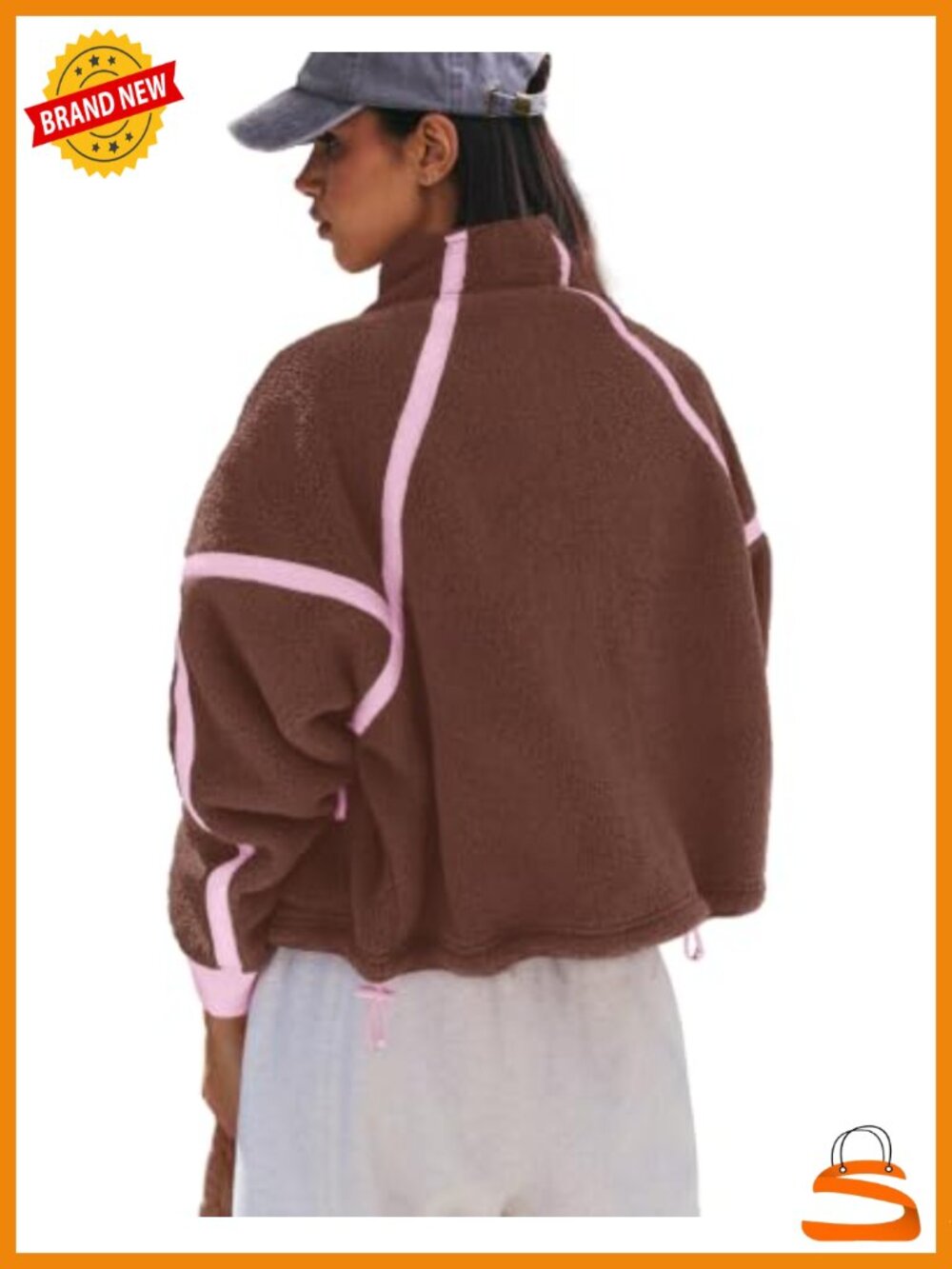 Womens Fleece Zip Up Sherpa Jacket Long Sleeve Fuzzy Coat - Picture 3 of 6